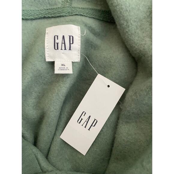 Gap Men's Cotton Blend Pullover Hoodie Sweatshirt Kangaroo Pouch Sage Green NWT - Picture 8 of 9